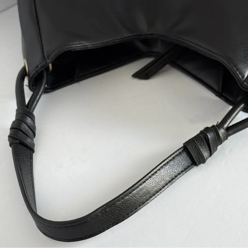 Black Faux Leather Shoulder Bag
